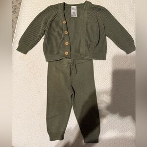 6-9 month Olive Green Knit Matching Set 100% cotton
